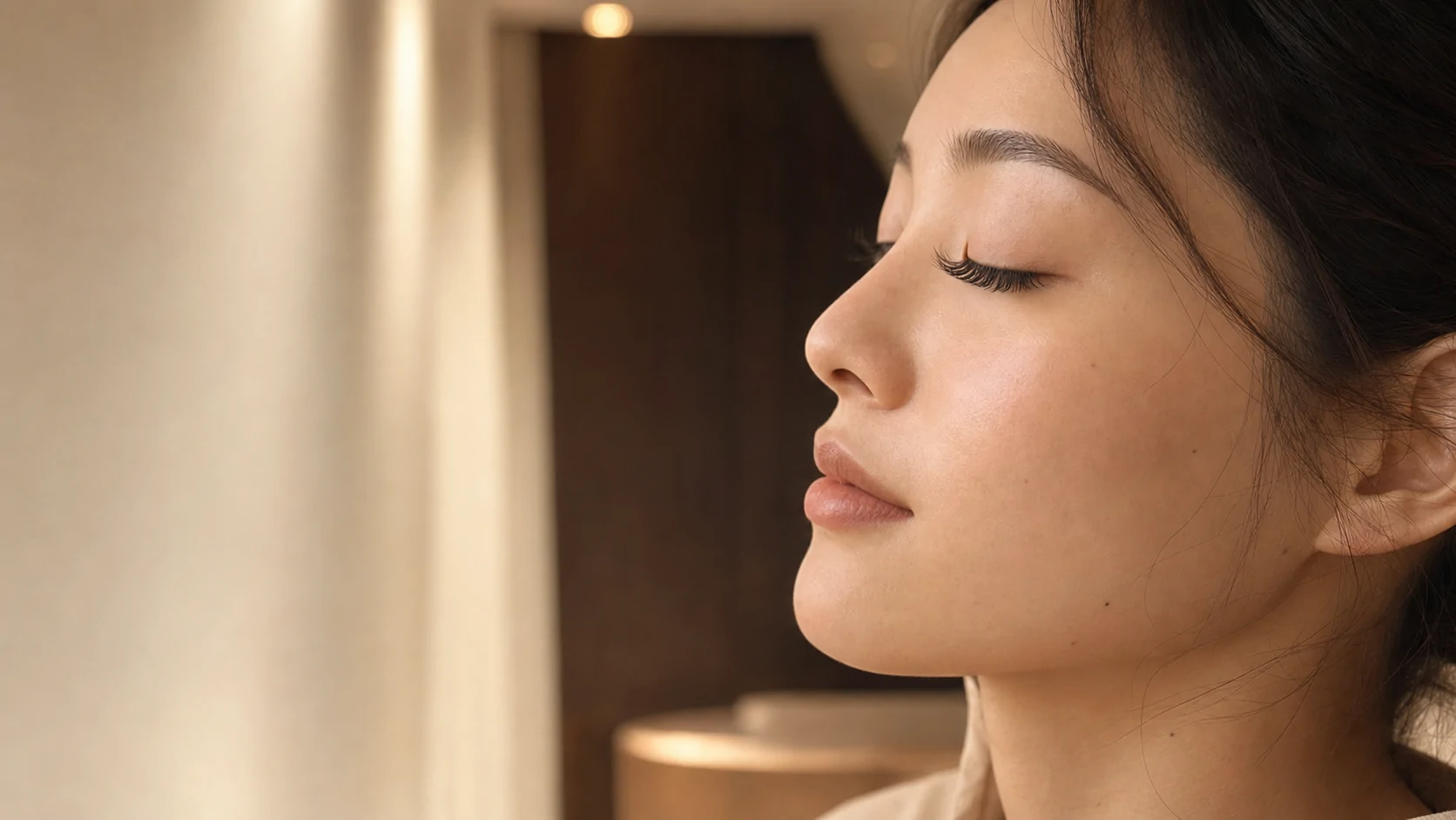 Woman wearing a refined wispy lash set